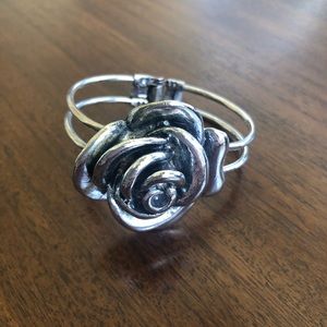 Sterling silver rose bangle